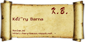 Kéry Barna névjegykártya